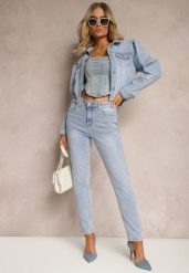 Jasnoniebieskie Jeansy Skinny bez Zdobień Riozena. Niebieskie jeansy damskie Renee, z aplikacjami, z jeansu, eleganckie. Za 119.99 zł.