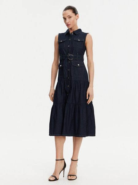 Morgan Sukienka jeansowa 251-RNAUTICA Granatowy Regular Fit. Niebieskie sukienki damskie Morgan, bez wzorów, z bawełny, bez kołnierzyka, bez ramiączek. Za 269.99 zł.