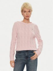 Tommy Hilfiger Sweter WW0WW43586 Różowy Regular Fit. Czerwone swetry nierozpinane damskie Tommy Hilfiger, xs, bez wzorów, z wełny, bez kołnierzyka, bez ramiączek. Za 559.99 zł.