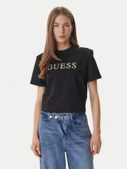 Guess T-Shirt W6GI06 K3018 Czarny Relaxed Fit. Czarne t-shirty damskie Guess, m, z aplikacjami, z bawełny, bez kołnierzyka, bez ramiączek. Za 259.99 zł.