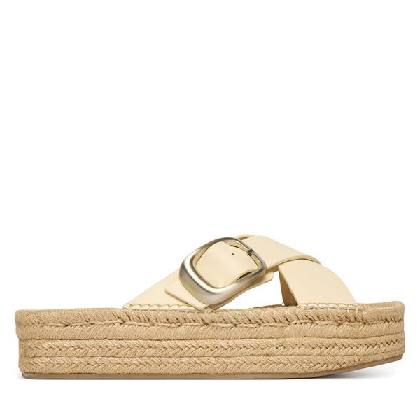 Klapki Calvin Klein. Białe klapki damskie Calvin Klein, bez wzorów, bez obcasa, bez zapięcia. Za 285.99 zł.
