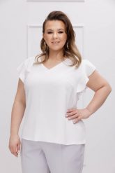 Bluzka Sara w kolorze ecru XXL OVERSIZE WIOSNA. Bluzki damskie Moda Size Plus Iwanek, s, bez wzorów, z elastanu, bez kołnierzyka, bez ramiączek. W wyprzedaży za 69.90 zł.