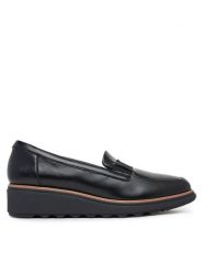 Clarks Półbuty Sharon Pace 26184342 Czarny. Czarne półbuty damskie Clarks, bez wzorów, ze skóry, bez obcasa, na koturnie, bez zapięcia. Za 279.99 zł.