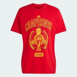 Spain Home WC26 Winner T-Shirt Women. Czerwone t-shirty damskie Adidas, l, bez wzorów, z bawełny, sportowe, bez kołnierzyka, bez ramiączek. Za 149.00 zł.