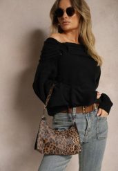 Czarny Sweter Off Shoulder z Wiskozą z Ozdobnym Marszczeniem przy Dekolcie Nelilda. Czarne swetry nierozpinane damskie Renee, bez wzorów, z jeansu, casualowe, bez kołnierzyka, bez ramiączek. Za 119.99 zł.