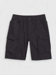 4F Spodenki casual męskie - czarne S. Czarne szorty męskie 4F, bez wzorów, z dresówki, casualowe. W wyprzedaży za 79.99 zł.