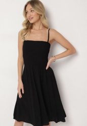Czarna Wiskozowa Sukienka Rozkloszowana na Ramiączkach Fillanta. Czarne sukienki damskie Born2be, na co dzień, na lato, m, bez wzorów, z wiskozy, eleganckie, bez kołnierzyka, bez ramiączek, midi, proste. Za 69.99 zł.