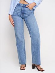 Jeansy wide leg z wysokim stanem - niebieski. Niebieskie jeansy damskie Sinsay, bez wzorów, z jeansu, z podwyższonym stanem. Za 49.99 zł.
