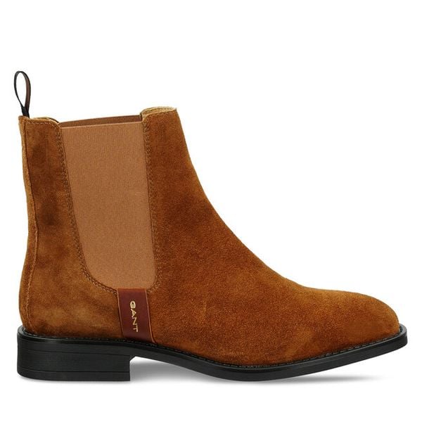 Sztyblety Gant. Brązowe botki damskie GANT, bez wzorów, bez obcasa, na płaskiej podeszwie, bez zapięcia. Za 489.99 zł.