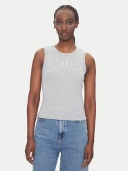 Calvin Klein Jeans Top LV047C201G Szary Slim Fit. Szare topy damskie Calvin Klein Jeans, xxl, bez wzorów, z bawełny, bez kołnierzyka, bez ramiączek. Za 79.99 zł.