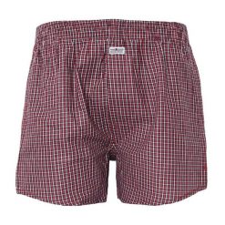 Bokserki Luźne, Czerwone w Kratkę, Majtki z Rozporkiem na Guziki, Bawełniane -Pako Jeans. Czerwone bokserki męskie Pako Jeans, bez wzorów, z bawełny. Za 33.00 zł.
