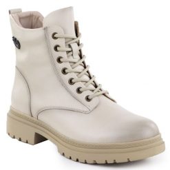 Botki damskie workery ocieplane beżowe Potocki 25-19324. Brązowe botki damskie POTOCKI, bez wzorów, z materiału, bez obcasa, bez zapięcia. Za 99.99 zł.