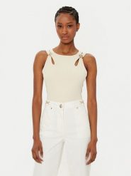 Guess Top W5RP13 KAQL2 Beżowy Regular Fit. Brązowe topy damskie Guess, s, z aplikacjami, bez kołnierzyka, bez ramiączek. Za 159.99 zł.