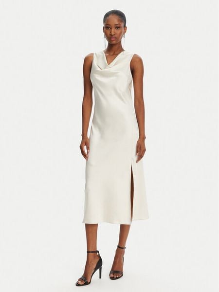 Patrizia Pepe Sukienka koktajlowa 2A2878/A563-B823 Écru Regular Fit. Sukienki damskie Patrizia Pepe, bez wzorów, z syntetyku, wizytowe, bez kołnierzyka, bez ramiączek. Za 749.99 zł.