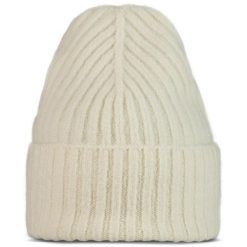 Czapka zimowa dla dorosłych z wełną merino BUFF Knitted Beanie Nilan. Białe czapki damskie Buff, na zimę, bez wzorów, z wełny. Za 199.90 zł.