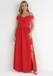 Czerwona Rozkloszowana Sukienka na Ramiączkach Maxi Chilli. Czerwone sukienki damskie Born2be, bez wzorów, bez kołnierzyka, bez ramiączek, maxi, rozkloszowane. Za 89.99 zł.