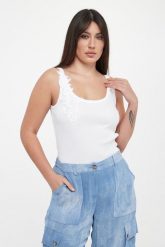 Top damski z haftem ERMANNO FIRENZE. Topy damskie Ermanno Firenze, bez wzorów, bez kołnierzyka, bez ramiączek. Za 739.00 zł.