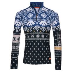 Bluza narciarska Męska Gareth & Lucas Seventy-Nine. Niebieskie bluzy sportowe męskie GARETH & LUCAS, na zimę, l, bez wzorów, z elastanu, bez kaptura, narciarskie. Za 229.99 zł.