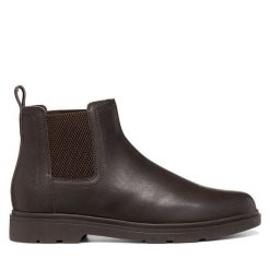 Sztyblety Geox. Brązowe botki męskie Geox, bez wzorów, bez obcasa, bez zapięcia. Za 639.99 zł.