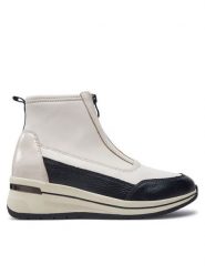 Caprice Botki 9-25433-43 Biały. Białe botki damskie Caprice, bez wzorów, z materiału, bez obcasa, na koturnie, bez zapięcia. Za 399.99 zł.
