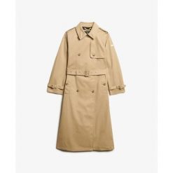 Płaszcz damski Superdry Classic. Brązowe płaszcze damskie Superdry, na zimę, m, bez wzorów, klasyczne, bez kołnierzyka, bez kaptura. Za 595.45 zł.