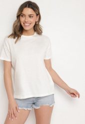 Beżowy Klasyczny T-shirt Oversize z Bawełny Zivassa. Brązowe t-shirty damskie Born2be, l, bez wzorów, z bawełny, eleganckie, bez kołnierzyka, bez ramiączek. Za 29.99 zł.