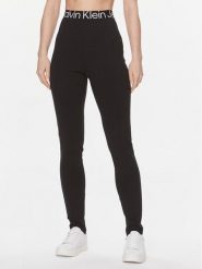 Calvin Klein Jeans Legginsy J20J222601 Czarny Slim Fit. Czarne legginsy damskie Calvin Klein Jeans, bez wzorów, z jeansu. Za 229.99 zł.