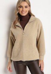 Beżowa Bluza z Wełną Suwakiem i Ściągaczami Enalwen. Brązowe bluzy damskie Born2be, uniwersalny, z aplikacjami, z jeansu, bez ramiączek, bez kaptura. Za 149.99 zł.