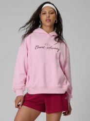 4F Bluza dresowa loose z kapturem damska - różowa S. Czerwone bluzy damskie 4F, s, bez wzorów, z bawełny, klasyczne, bez ramiączek, z kapturem. Za 169.99 zł.