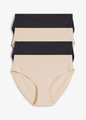 Figi maxi panty bez widocznych szwów, z mikrofazy (4 pary). Brązowe majtki damskie bonprix. Za 64.99 zł.
