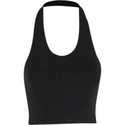 Top z jersey damski Urban Classics Basic. Czarne topy damskie Urban Classics, bez wzorów, z dżerseju, bez kołnierzyka, bez ramiączek. Za 142.00 zł.