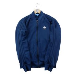Second life - Kurtka dresowa męska Trefoil - Jak nowy. Niebieskie kurtki sportowe męskie Adidas, m, bez wzorów, z dresówki, bez kaptura, na fitness i siłownię. Za 186.06 zł.