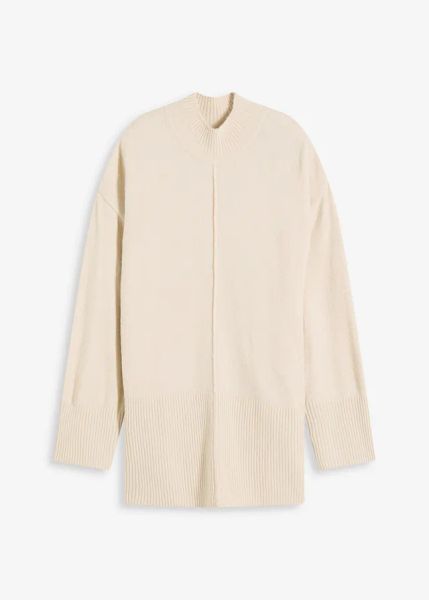 Sweter oversize. Szare swetry nierozpinane damskie bonprix, bez wzorów, bez kołnierzyka, bez ramiączek. Za 112.99 zł.