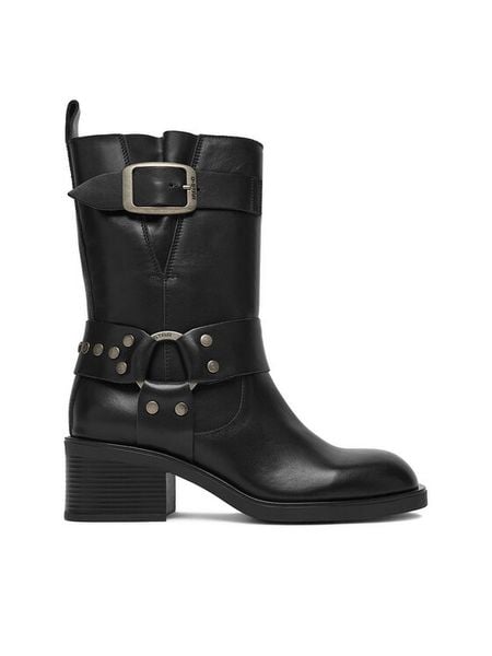 G-Star Raw Botki EO-CANSU-4771-25 Czarny. Czarne botki damskie G-Star Raw, bez wzorów, ze skóry, retro, bez obcasa, na słupku, bez zapięcia. Za 289.99 zł.