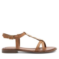 Sandały Lasocki. Brązowe sandały damskie Lasocki, bez wzorów, bez obcasa, na płaskiej podeszwie, bez zapięcia. Za 159.99 zł.