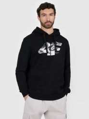 4F Bluza dresowa nierozpinana z kapturem męska - czarna S. Czarne bluzy męskie 4F, m, bez wzorów, z dresówki, z kapturem, na fitness i siłownię. Za 249.99 zł.
