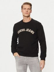 Guess Jeans Bluza M5RQ41 KCPR1 Czarny Regular Fit. Czarne bluzy męskie Guess Jeans, m, z aplikacjami, z bawełny, bez ramiączek, bez kaptura. Za 209.99 zł.