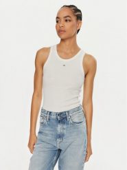 Calvin Klein Top Graphic K20K208065 Biały Slim Fit. Białe topy damskie Calvin Klein, xl, bez wzorów, z bawełny, bez kołnierzyka, bez ramiączek. Za 139.99 zł.