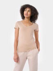4F T-shirt slim gładki damski XS. Czarne t-shirty damskie 4F, xs, bez wzorów, z bawełny, bez kołnierzyka, bez ramiączek. Za 49.99 zł.