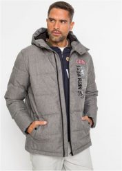 Kurtka outdoorowa ocieplana. Szare kurtki męskie bonprix, na zimę, m, bez wzorów, bez kaptura. Za 389.99 zł.