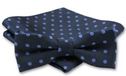 Elegancka Mucha Męska - Alties - Granat w Fioletowe Grochy. Niebieskie krawaty i muchy Alties, bez wzorów, eleganckie. Za 54.00 zł.
