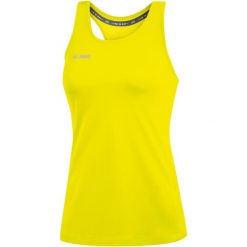 Damski tank top Jako top Run 2.0. Żółte topy damskie Jako, bez wzorów, sportowe, bez kołnierzyka, bez ramiączek. Za 155.50 zł.