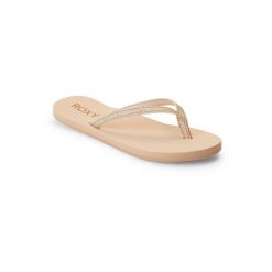 Klapki dla Kobiety NAPILI Beżowy. Brązowe klapki damskie Roxy, bez wzorów, z materiału, sportowe, bez obcasa, bez zapięcia. Za 89.99 zł.