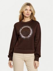 Guess Bluza W5RQ05 K7EX1 Brązowy Regular Fit. Brązowe bluzy damskie Guess, m, z aplikacjami, z bawełny, bez ramiączek, bez kaptura. Za 229.99 zł.