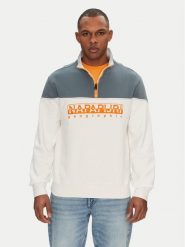 Napapijri Bluza B-Saturnia NP0A4ICHN1A1 Biały Regular Fit. Białe bluzy męskie Napapijri, l, bez wzorów, z bawełny, bez ramiączek, bez kaptura. Za 358.77 zł.