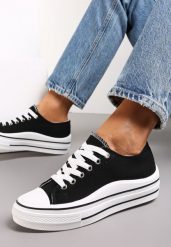 Czarne Sznurowane Trampki przed Kostkę Monserie. Czarne trampki i tenisówki damskie Renee, bez wzorów, przed kostkę, bez zapięcia. Za 74.99 zł.