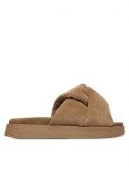 Inuikii Klapki Soft Crossed 1004.003.0401 Beżowy. Brązowe klapki damskie Inuikii, bez wzorów, ze skóry, bez obcasa, bez zapięcia. Za 899.99 zł.