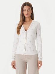 Guess Kardigan W6GR18 Z0605 Biały Regular Fit. Białe kardigany damskie Guess, xl, z aplikacjami, z wiskozy, bez kołnierzyka. Za 669.99 zł.