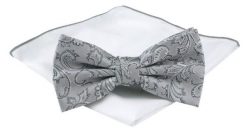 Mucha Męska z Poszetką (Zestaw) - Chattier - Wzór Orientalny, Popielata. Szare krawaty i muchy Chattier, bez wzorów, eleganckie. Za 59.00 zł.