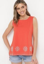 Pomarańczowy Klasyczny Top z Bawełny Ozdobiony Cyrkoniami Fiola. Brązowe topy damskie Born2be, m, bez wzorów, z bawełny, eleganckie, bez kołnierzyka, bez ramiączek. Za 34.99 zł.